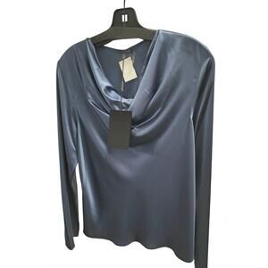 NEW DIOMI women's long sleeve cowlneck blouse in slate blue